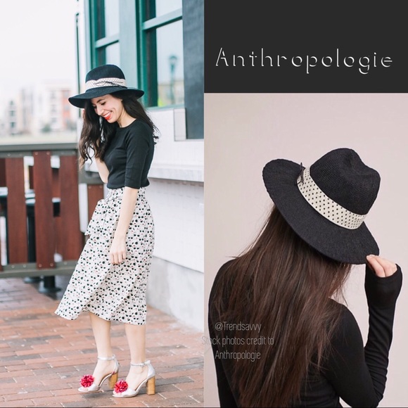 Anthropologie Accessories - NWT ANTHROPOLOGIE Black White Cheyenne Rancher Hat
